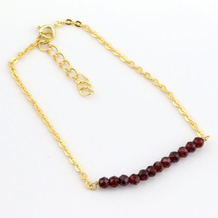 Garnet Beaded bracelet dainty minimalist bracelet, Brass 22k gold plated bracelet, Handmade jewelry